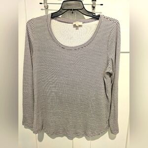 LOFT Outlet Striped Ribbed Long Sleeve Top XL